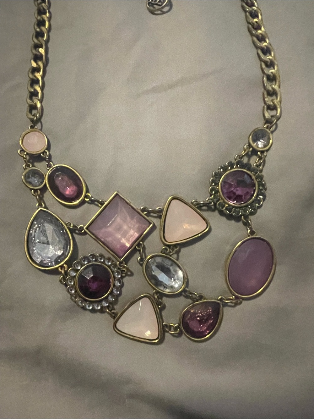 Erica Lyons Gold-Tone Necklace with Pink, Purple & Clear Stones